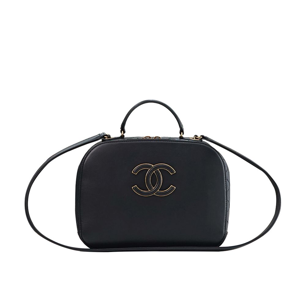 CHANEL Cosmetic Case Black with Gold Accents 24th A93464