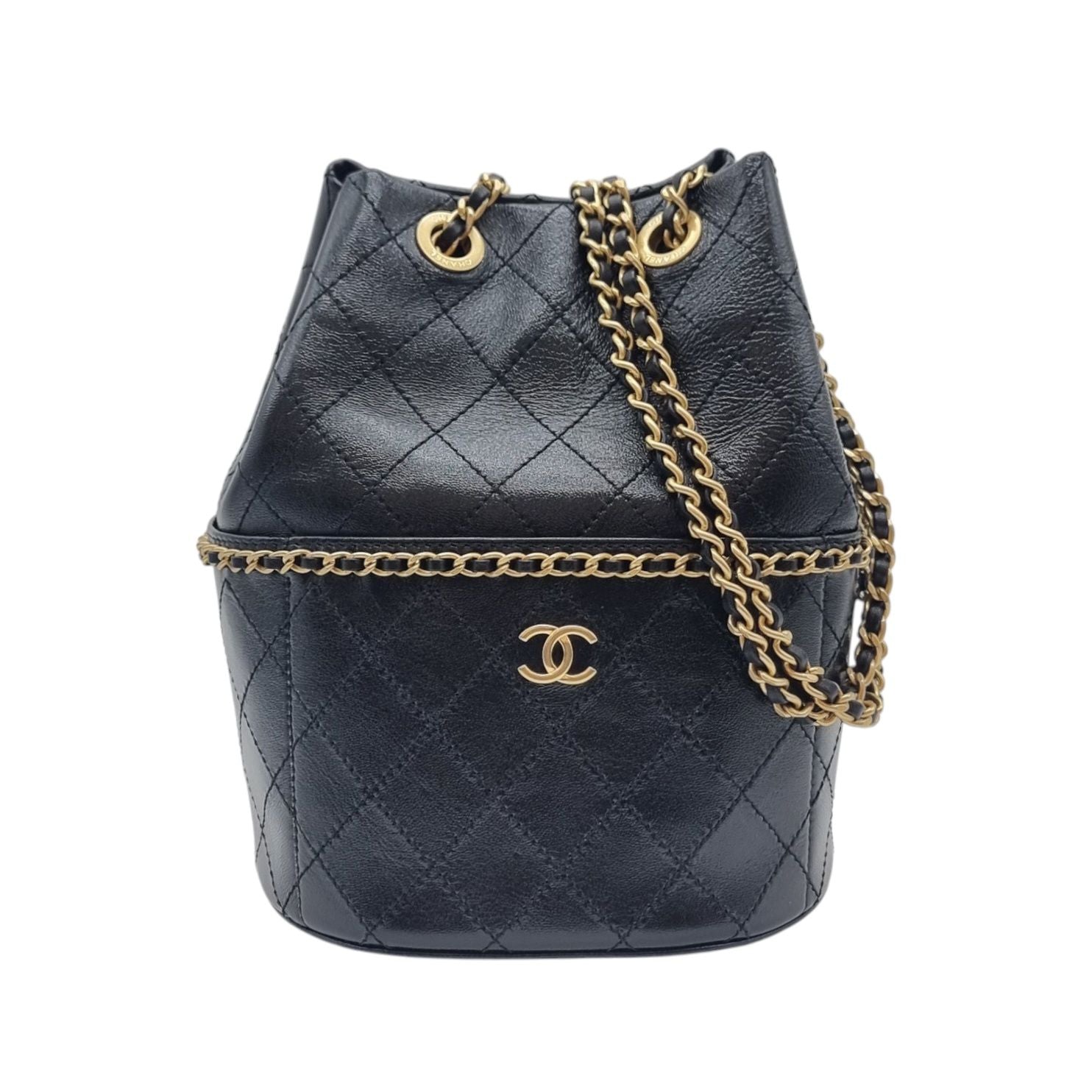 CHANEL Unused Gold Chain Bucket Crossbag CHB032460