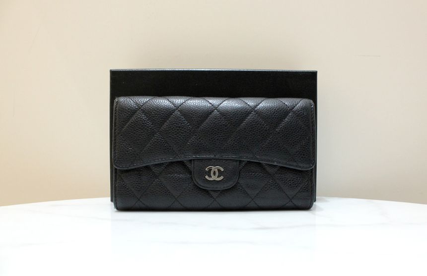 CHANEL Classic Caviar Black Ejang Flap Wallet 18 Series B-Grade SKU