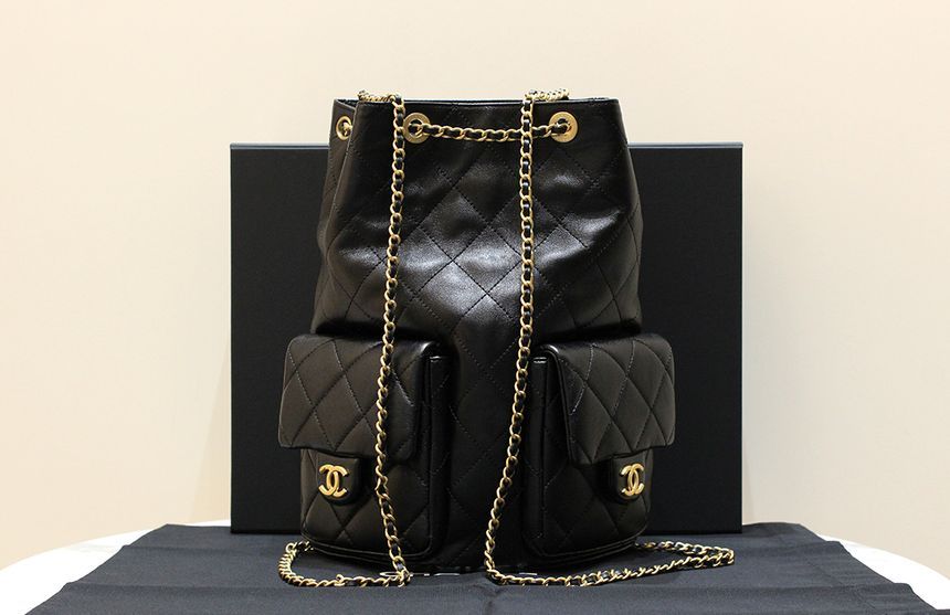 CHANEL Cruise Lambskin Black Backpack AS5305