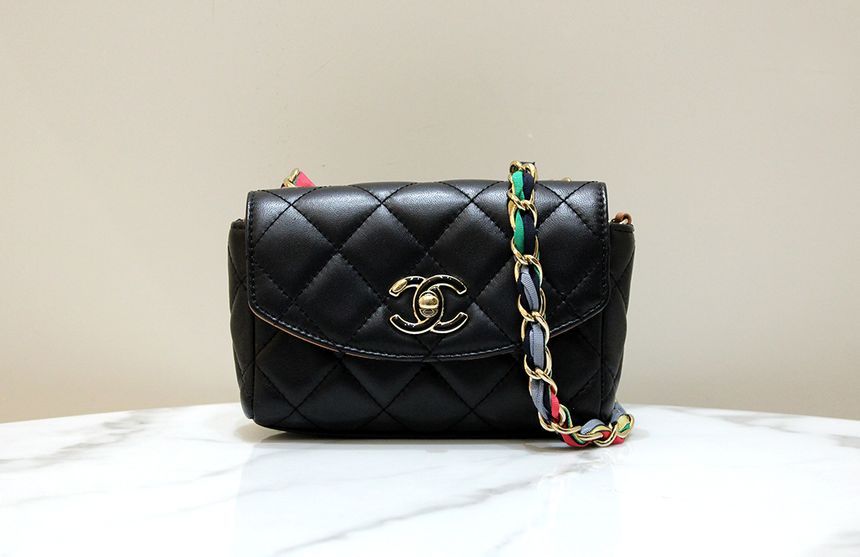 CHANEL Mixed Fiber Small Flap Shoulder Crossbody Bag - SKU AS2369