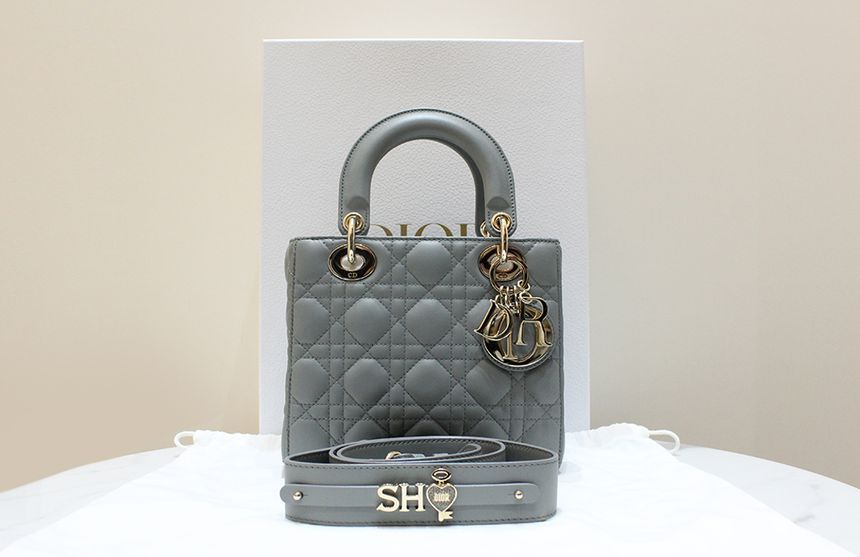 Dior Lady Bag My ABC Stone Gray Small Tote & Shoulder Bag M0538 - S Grade