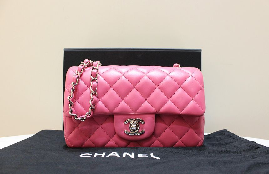 CHANEL Classic Flap Bag New Mini Pink Tweed Shoulder Crossbag 27 Series A69900 A Grade