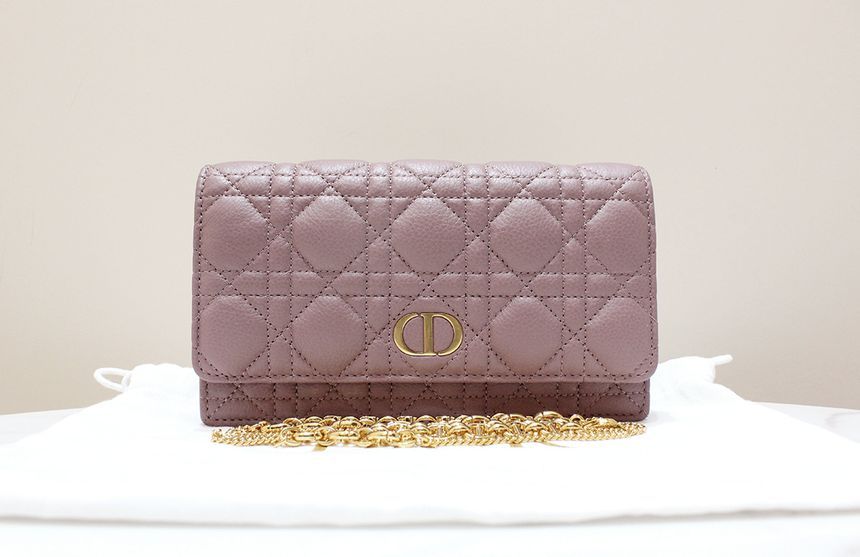 Dior Chain Pouch Antique Pink WOC Clutch Crossbody S5134 A Grade