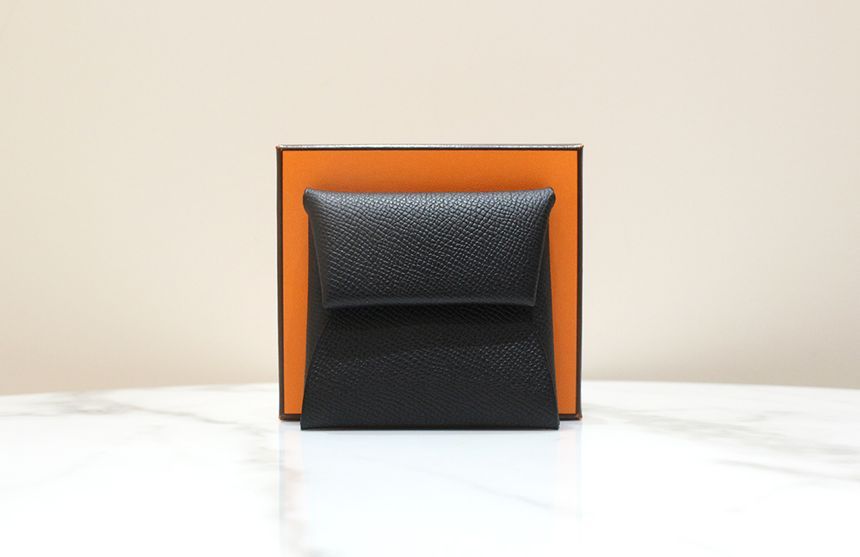 Hermes Bastia Noua Black Coin Wallet B-Stamped H078405CK S Grade