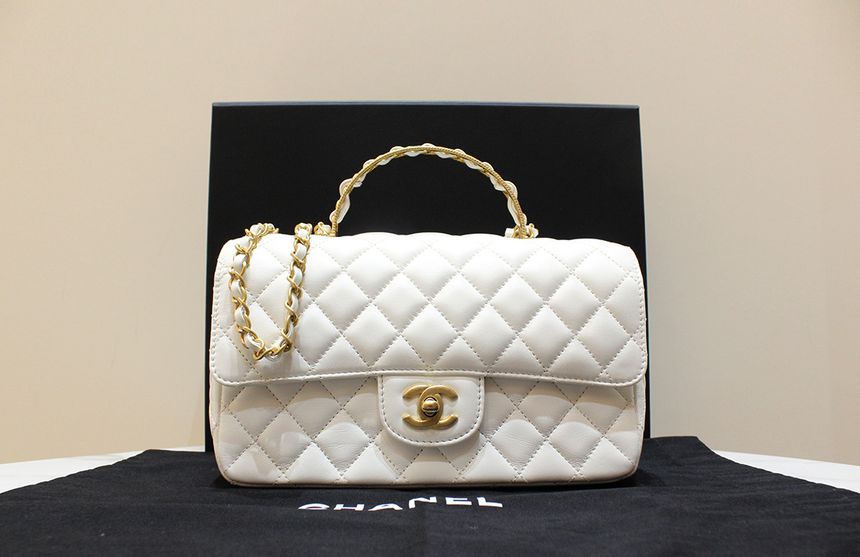 CHANEL Season Lambskin Chain Top Handle Mini Tote & Shoulder Bag AS4408 S Grade
