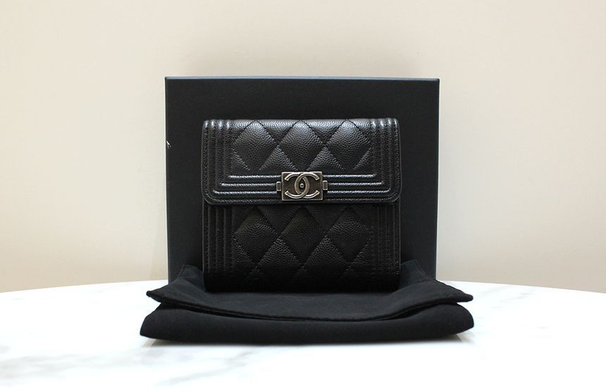 CHANEL Caviar Black Vintage Lambskin Wallet A80734 31st Generation S-Grade