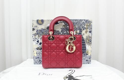 Dior Lady Bag My ABC Cherry Red Small Tote Shoulder Bag M0538