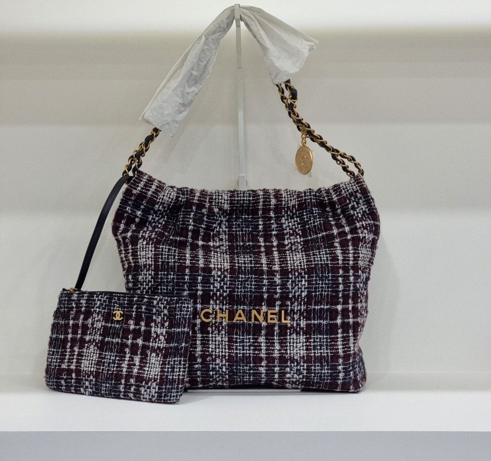 CHANEL Unused Tweed Bag 22 White SKU123