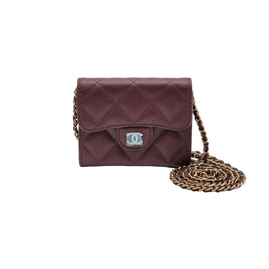 CHANEL Caviar Classic Card Wallet Crossbody Bag CHA072619