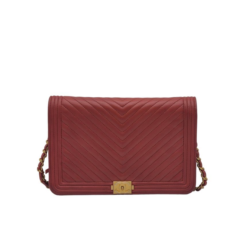 CHANEL Chevron WOC Crossbody Red CHA062838