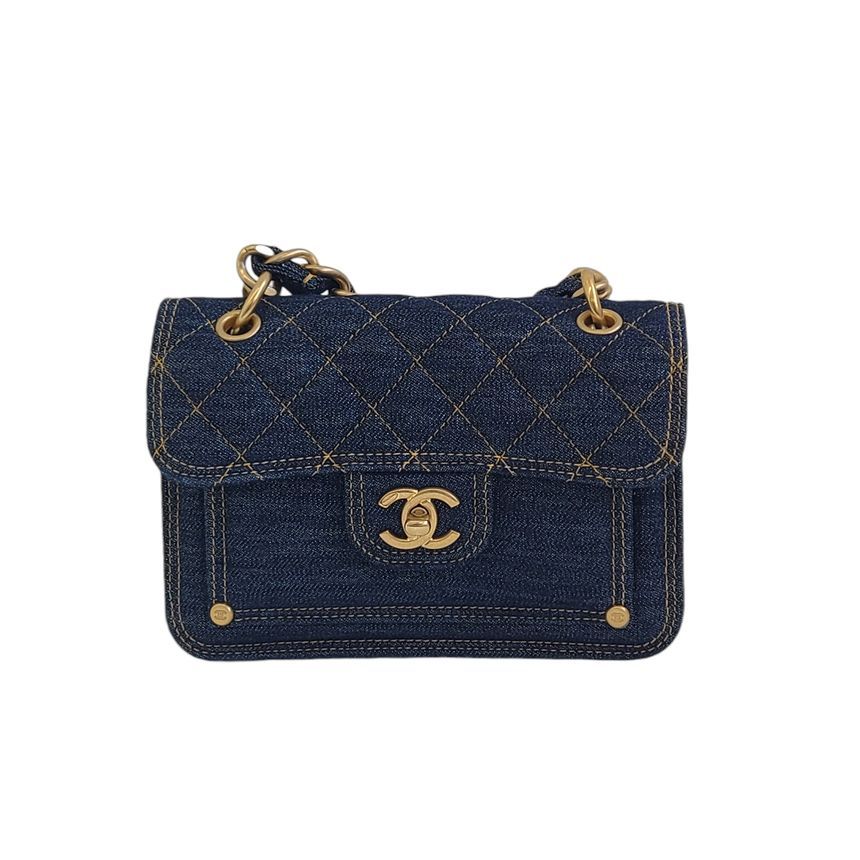 CHANEL Mini Denim Flap Bag with Top Handle AS4051
