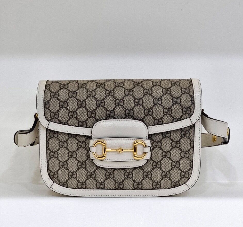 Gucci White Horsebit Shoulder Bag 1955 (SKU: 1955)