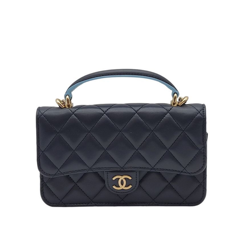 CHANEL Classic Top Handle Lambskin Crossbody Bag [Mini] CHA091125