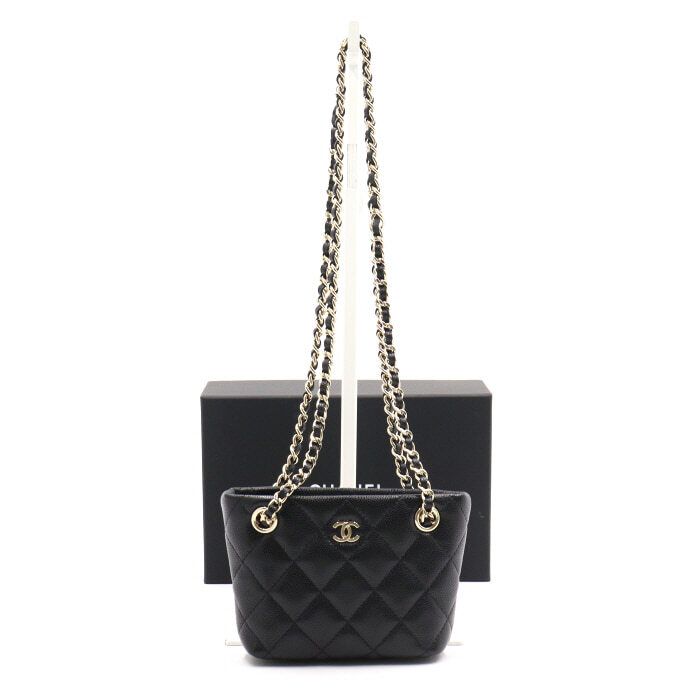 CHANEL Mini Black Caviar Classic Chain Crossbody Shoulder Bag AP4422 aa50279