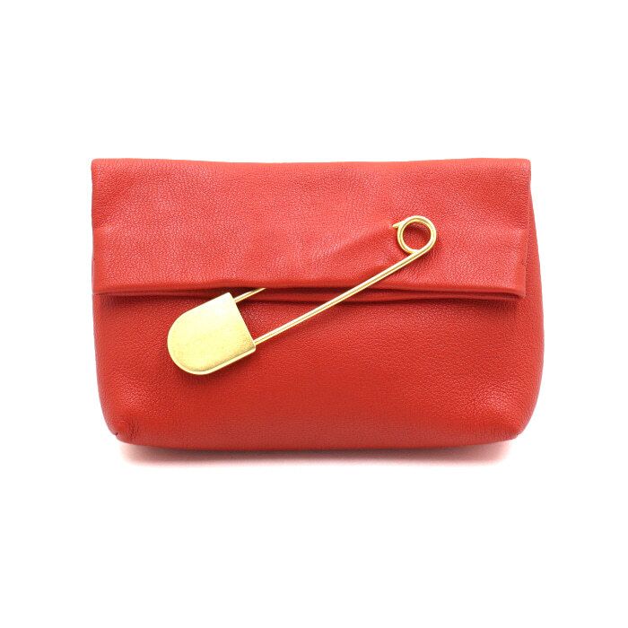 Burberry Red Leather Pin Medium Pouch Clutch Bag 4075931