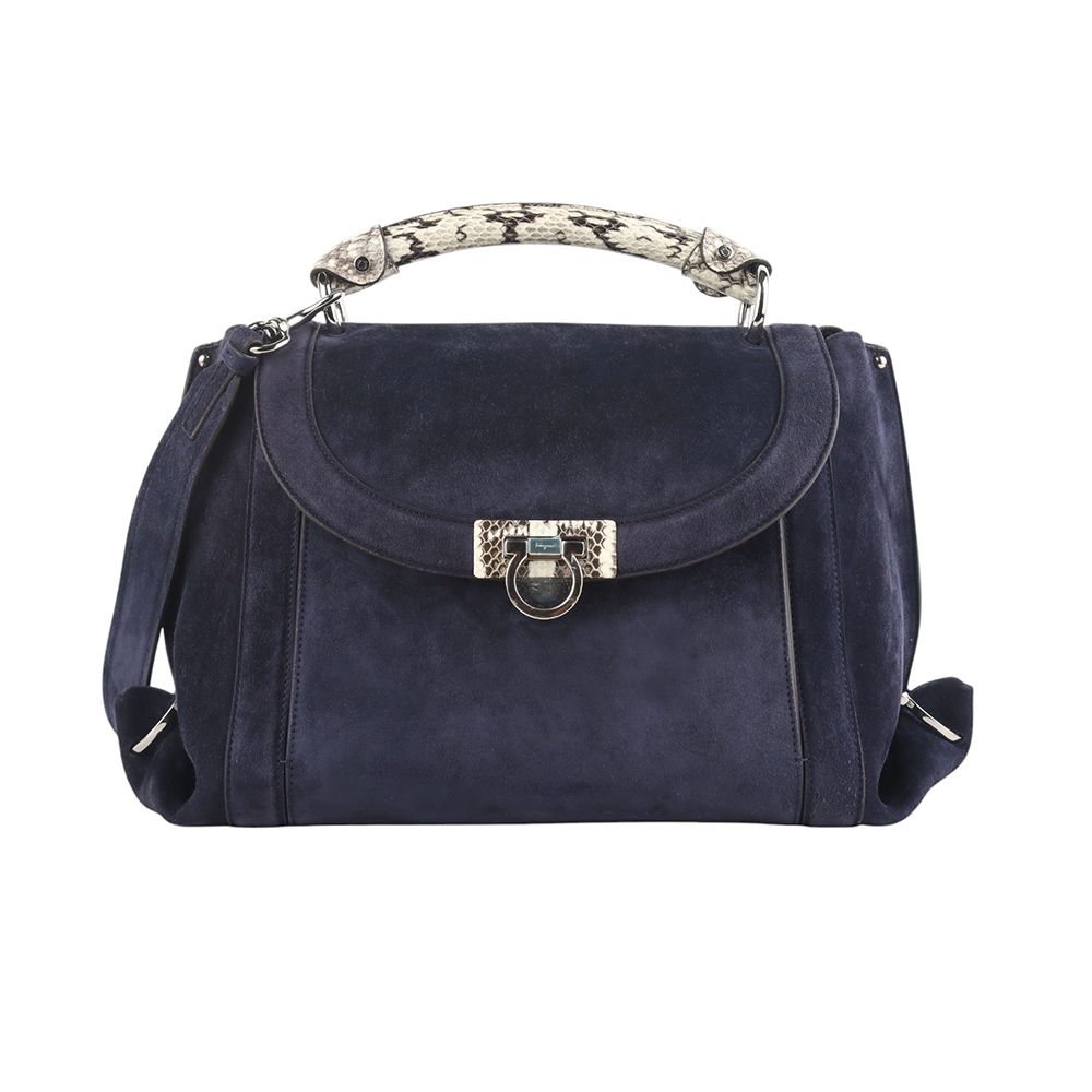 Salvatore Ferragamo Python Suede Shoulder Bag 34768-2