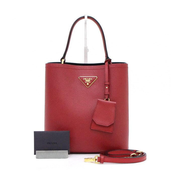 Prada Red Saffiano Double Flap Medium Tote Shoulder Bag aa50215