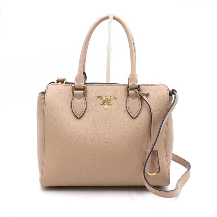 Prada Cameo Saffiano Gold Logo Top Handle Tote Bag and Shoulder Bag 1BA113