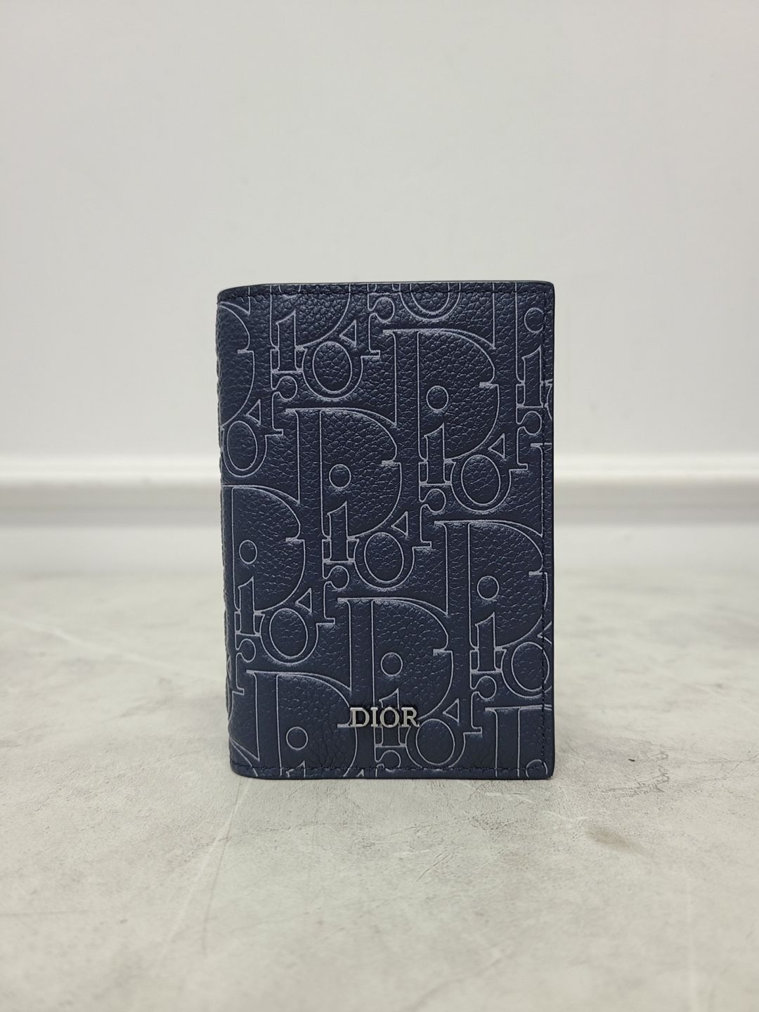 Dior Navy Blue Oblique Graffiti Vertical 2-Tier Card Wallet - SKU