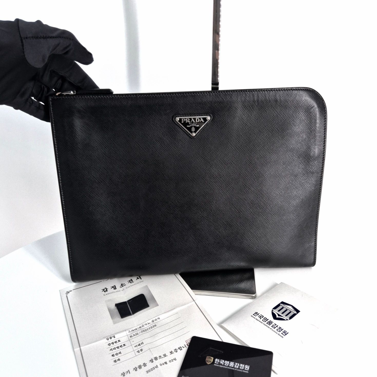 Prada Black Triangle Logo Clutch Bag (2VN003)