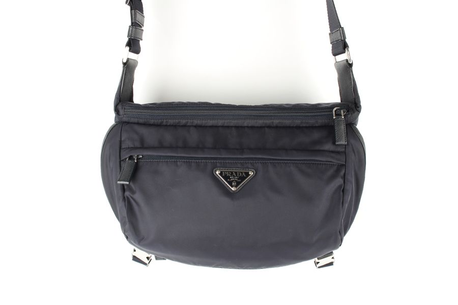Prada Black Nylon Biker Bag with Triangle Logo SKU12345