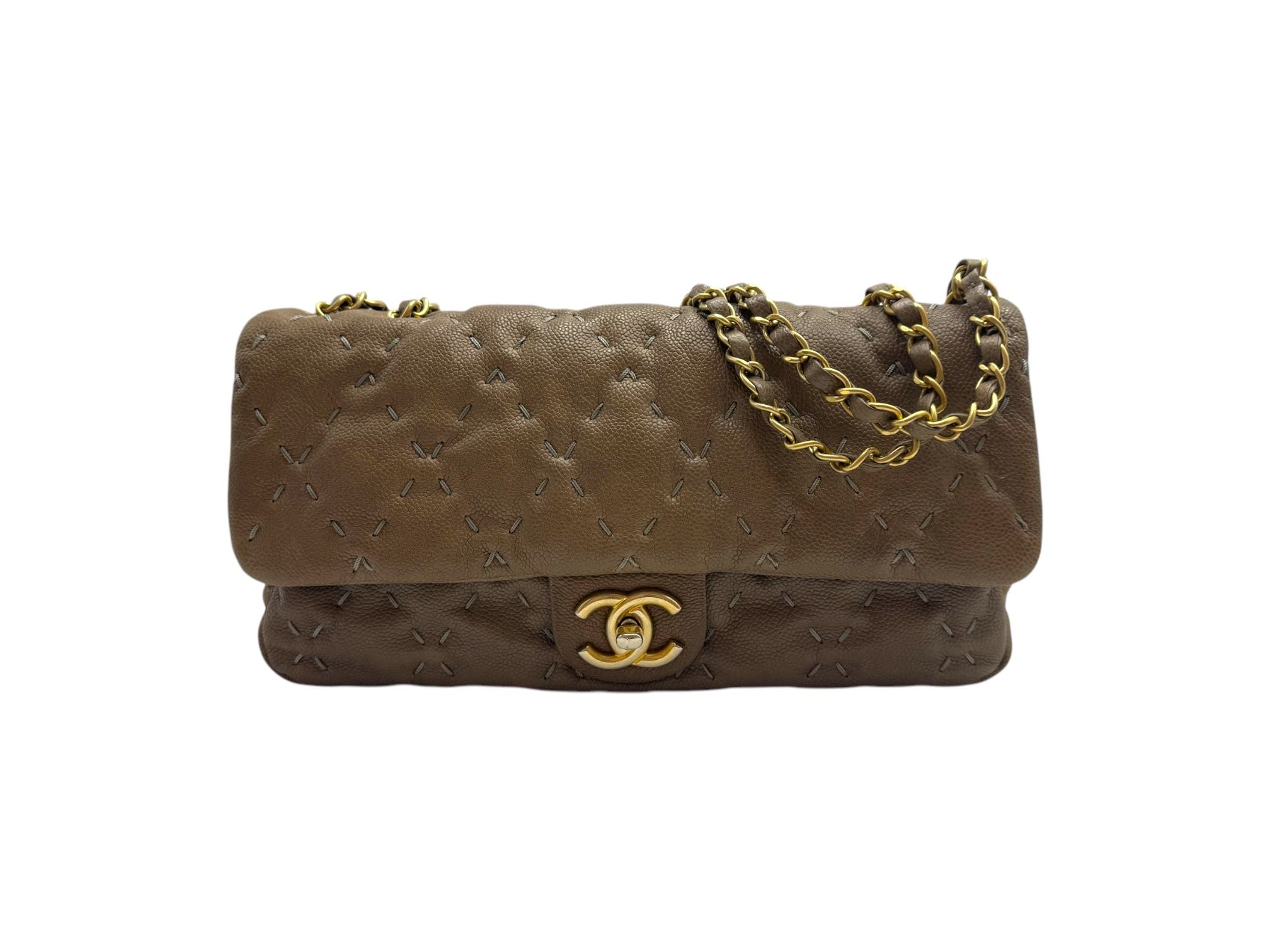 CHANEL Wild Stitch Flap Bag Brown with Gold Detail SKU123
