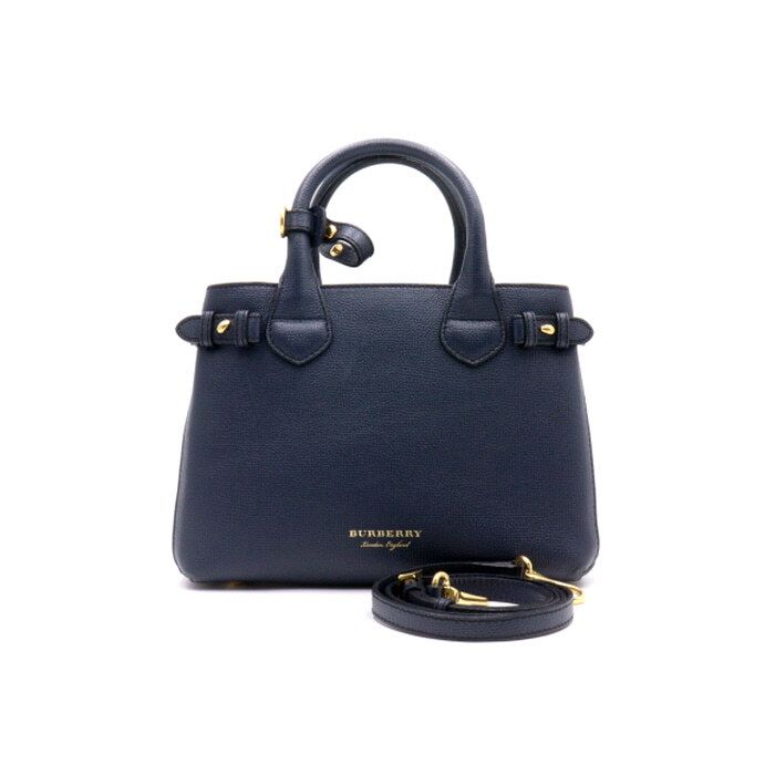 Burberry Navy Banner Derby Small Tote Bag with Crossbody Strap 4023703