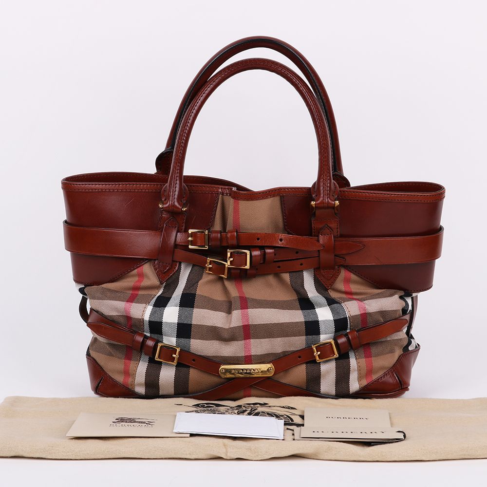 Burberry Brown Check Belt Tote Bag SKU12345