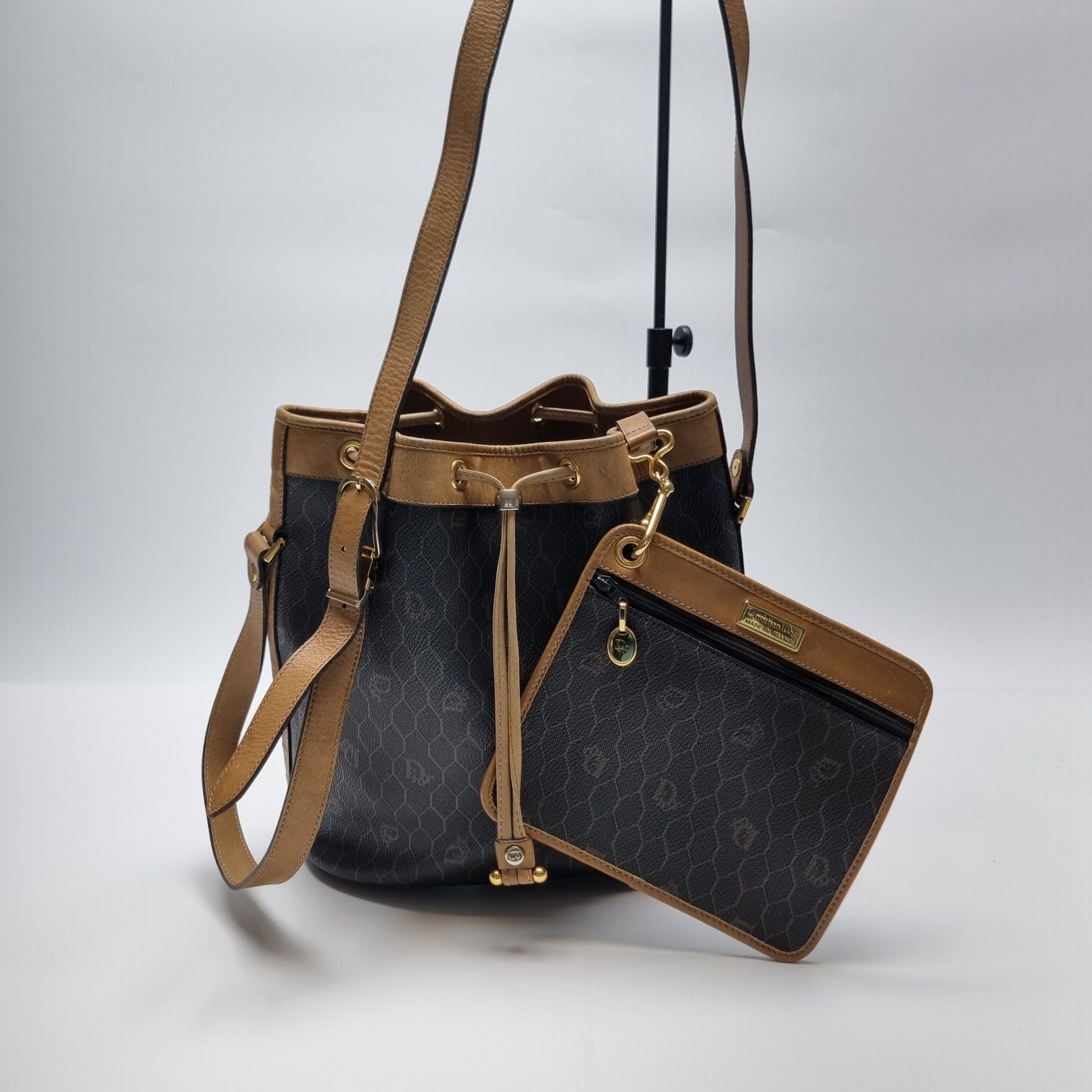 Dior Honeycomb Bucket Shoulder Bag with Pouch [503-71]