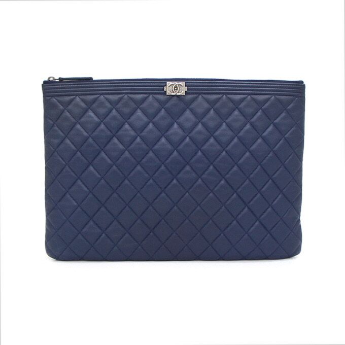 CHANEL Large Navy Elegant Boy Clutch Bag A84407