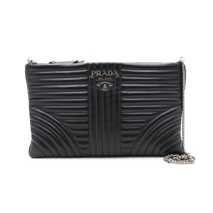Prada Soft Calf Leather Diagram Clutch with Shoulder Chain Crossbody Bag 1BF087 aa39471
