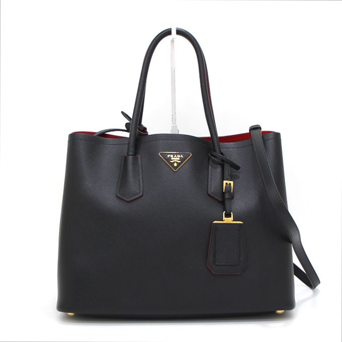 Prada Medium Tote Shoulder Bag with Gold Logo B2756T