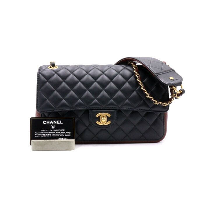 CHANEL Black Classic Lambskin Wide Flap Chain Shoulder Bag AS2229