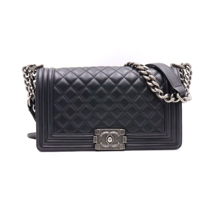 CHANEL Boy Calf Medium Chain Shoulder Bag A67086