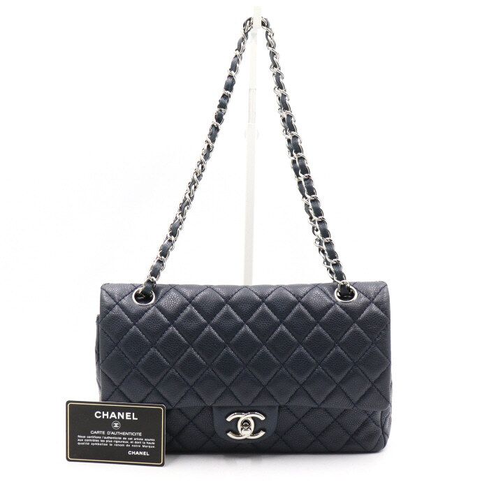 CHANEL Classic Navy Soft Caviar Medium Chain Shoulder Bag A01112 aa48317