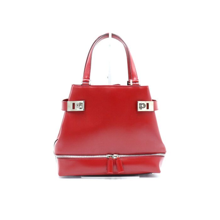 Salvatore Ferragamo Classic Red Leather Satchel Tote Bag 21 1302 (SKU: aa25861)