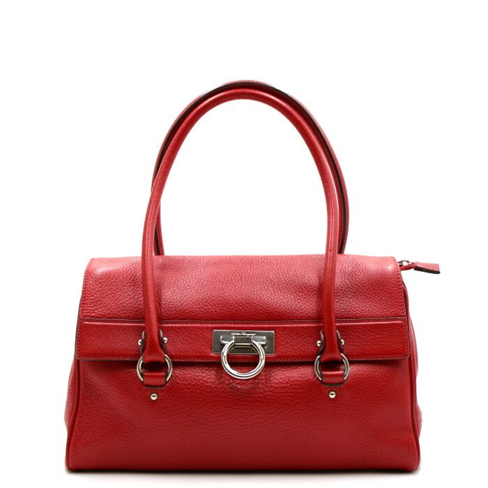 Salvatore Ferragamo Red Logo Flap Tote Bag with Shoulder Strap AA10110