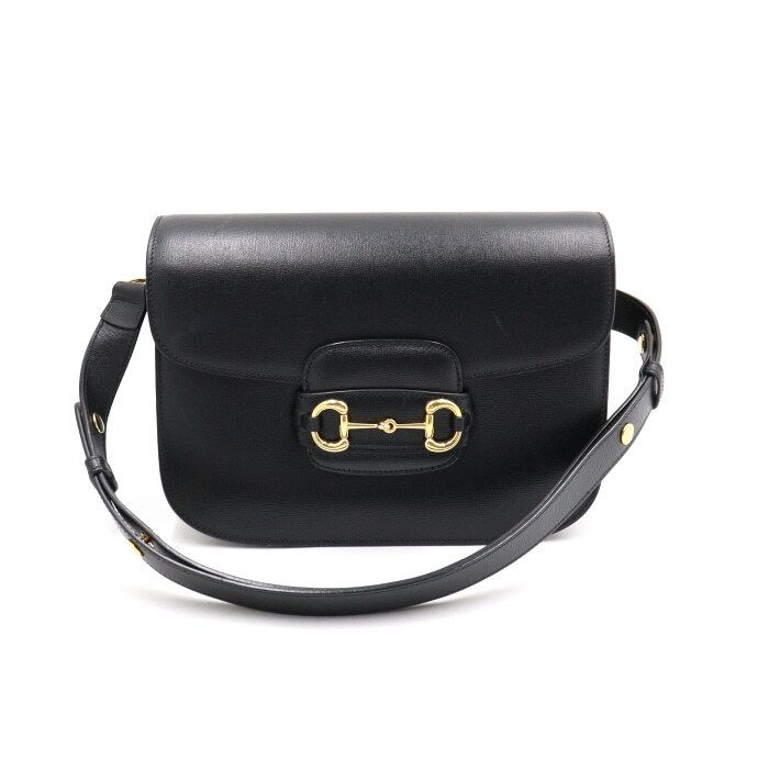Gucci Black Leather Horsebit 1955 Shoulder Bag and Crossbody Bag aa45884