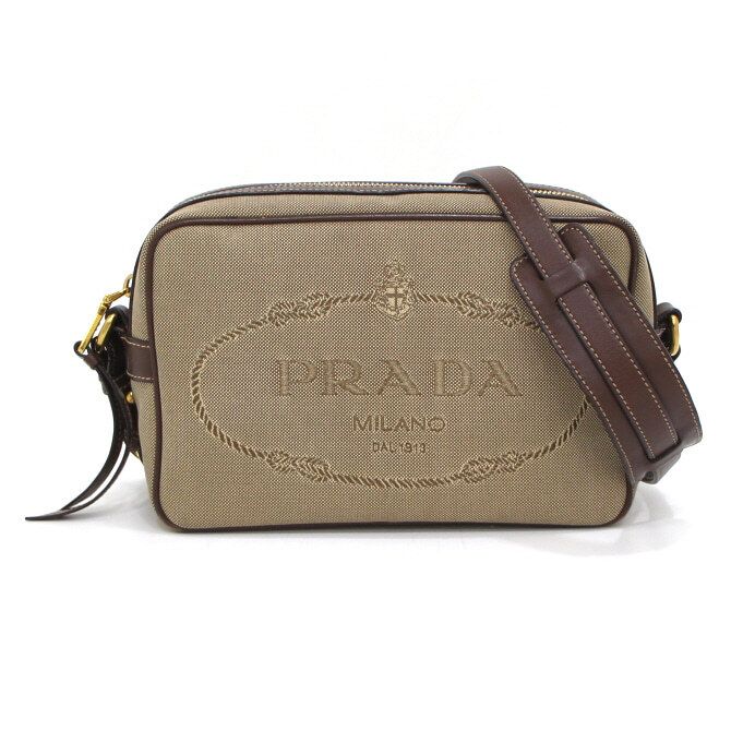 Prada Beige Jacquard Logo Camera Crossbody Bag aa43259