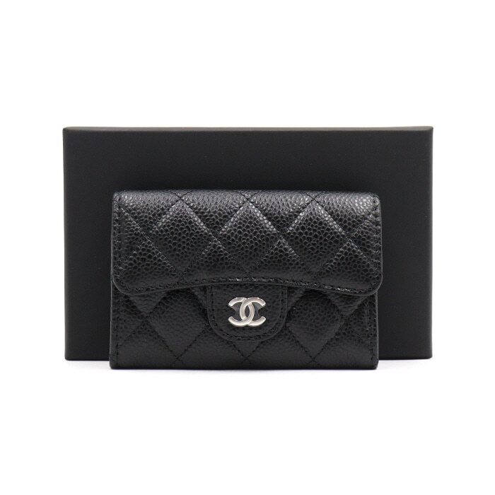 CHANEL Classic Caviar Card Wallet AP0214 Black aa45873