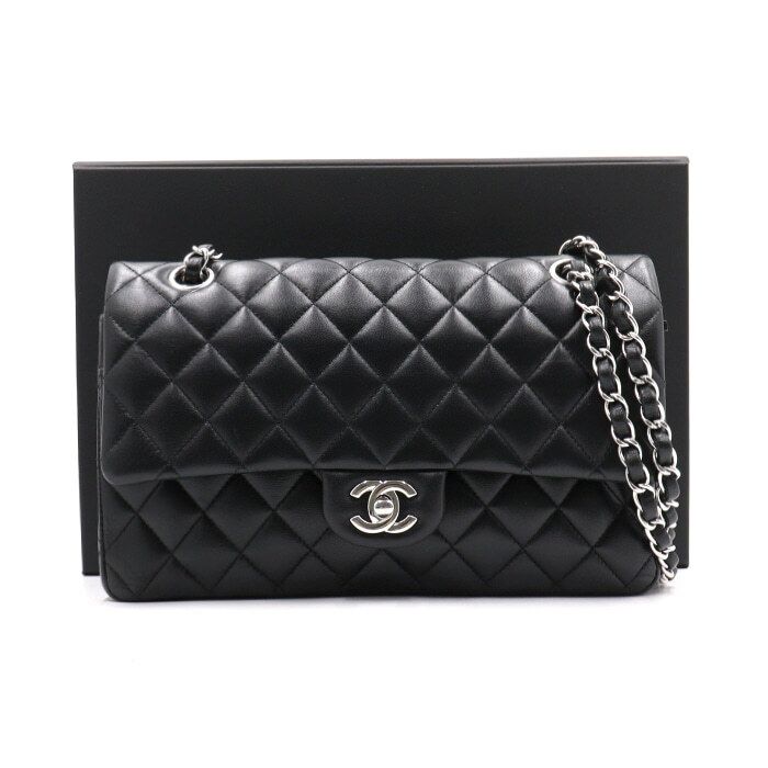 CHANEL Classic Medium Shoulder Bag in Black Lambskin A01112 aa43865