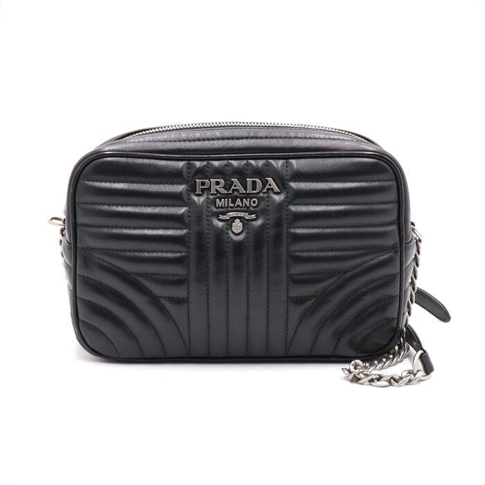Prada Black Diagram Logo Chain Shoulder Bag Crossbody Bag 1BH083