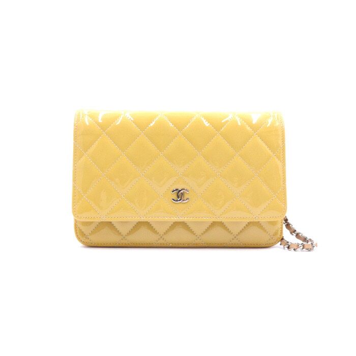 CHANEL Yellow Patent WOC Chain Crossbody Bag A33814