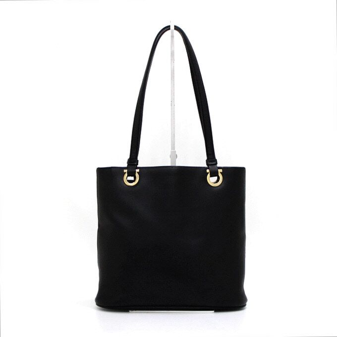 Salvatore Ferragamo Black Leather Tote Bag with Gancini Logo 21 0705 SKU aa37988