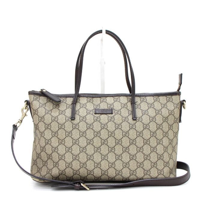 Gucci Canvas Zipper Shopper Tote Bag with Shoulder Strap aa33312