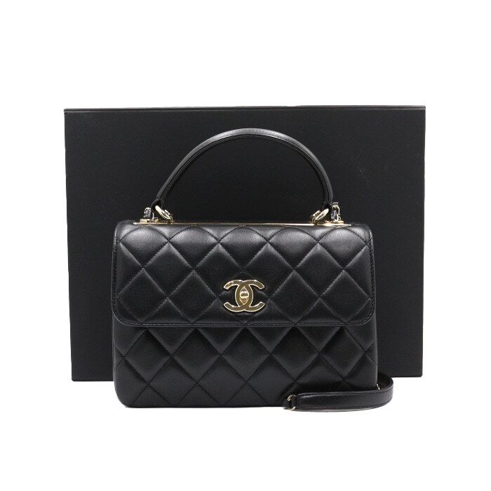 CHANEL Trendy CC Small Flap Tote Bag with Gold Metal Chain in Black A92236
