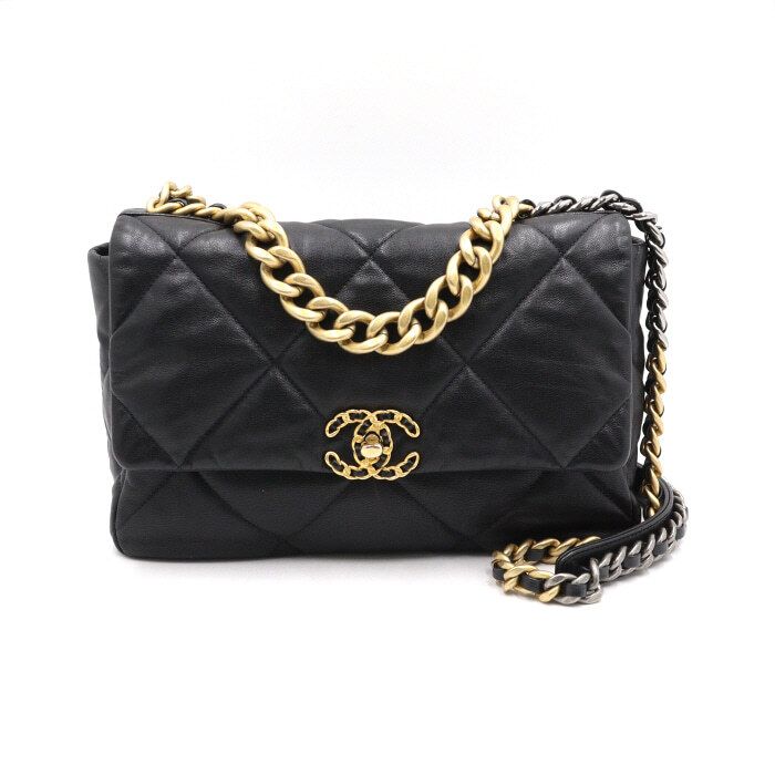 CHANEL Large Black Flap Chain Shoulder Bag AS1161 aa46775