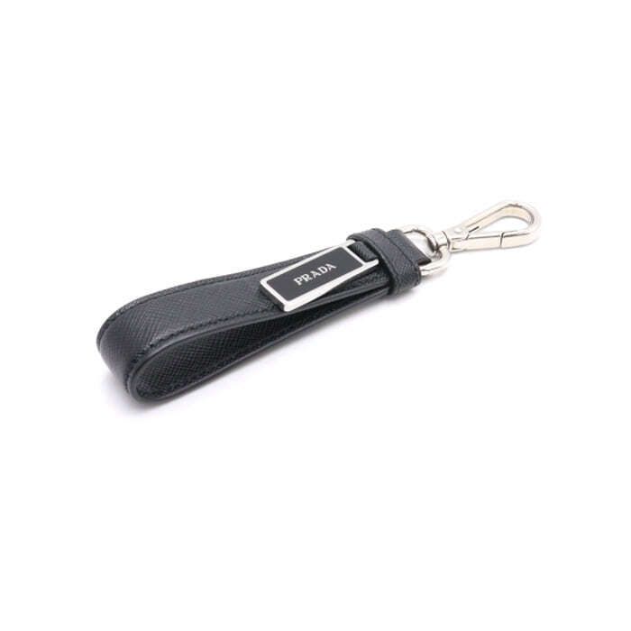 Prada Black Saffiano Logo Key Ring Comb Bag Charm 2PP709