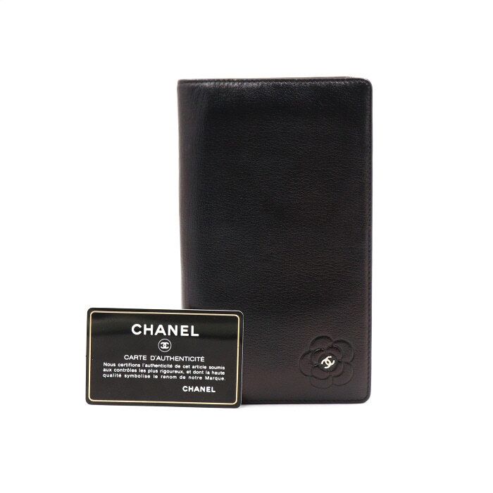 CHANEL Women's Long Wallet Black Camellia A46511